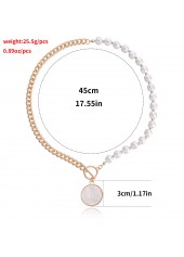 Pearl Chain Design Gold Round Necklace