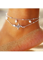 White Silvery Detail Pearl Design Anklet