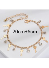 Rhinestone Design Gold Alloy Detail Anklet