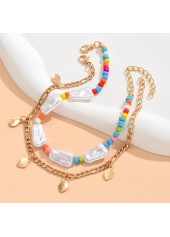 Layered Design Gold Metal Detail Anklet Set