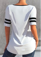 White Round Neck Short Sleeve T Shirt