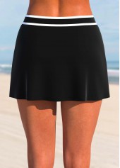 Mid Waisted Black Zipper Contrast Stitching Pantskirt