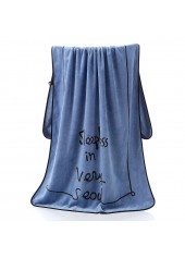 Cotton Letter Print Dusty Blue Beach Blanket