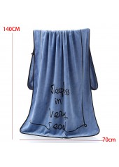 Cotton Letter Print Dusty Blue Beach Blanket