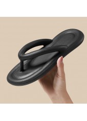 Black Rubber Toe Post Falt Flip Flops