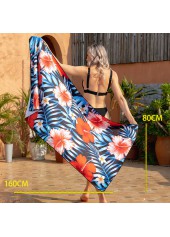 Floral Print Multi Color Polyester Beach Blanket