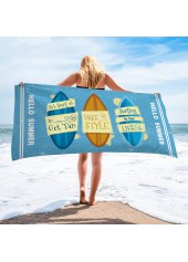 Letter Print Multi Color Polyester Beach Blanket