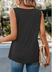 Leopard Patchwork Dark Grey Round Neck Tank Top