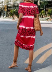 Hot Pink V Neck Leopard Dress