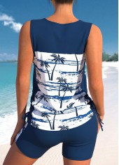 Plus Size Tropical Plants Print Tankini Set