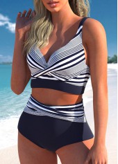 Plus Size Striped Bikini Set