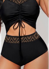 Hollow High Waisted Black Bikini Bottom
