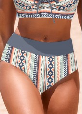 Tribal Print Grey Mid Waisted Bikini Bottom