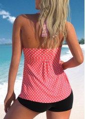 Polka Dot Bowknot Coral Tankini Set