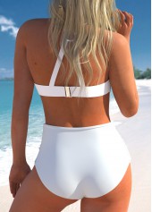 Halter Bowknot Jacquard White Bikini Set