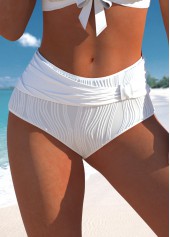 Halter Bowknot Jacquard White Bikini Set