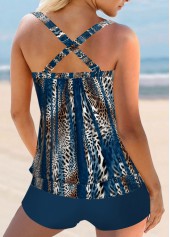 Wide Strap Leopard Peacock Blue Tankini Top-No Bottom