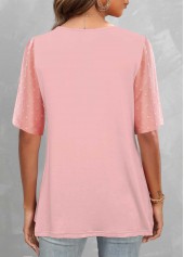 Fake 2in1 Round Neck Pink T Shirt