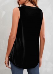 Patchwork Split Neck Pink Tank Top