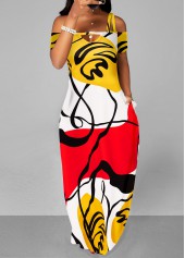 Graffiti Print Pocket Multi Color Maxi Dress