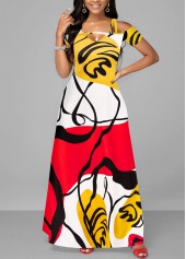 Graffiti Print Pocket Multi Color Maxi Dress