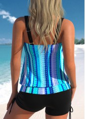 Striped Ruched Neon Blue Tankini Top-No Bottom