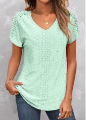 Mint Green V Neck Lace T Shirt