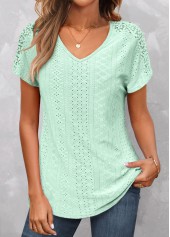 Mint Green V Neck Lace T Shirt