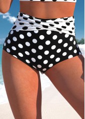 High Waisted Black Polka Dot Bikini Bottom