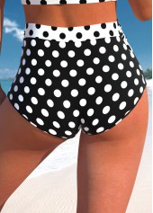High Waisted Black Polka Dot Bikini Bottom