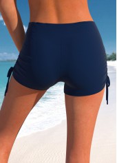 Wide Strap Striped Drawstring Navy Tankini Set