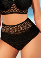 Lace Stitching High Waisted Black Bikini Bottom
