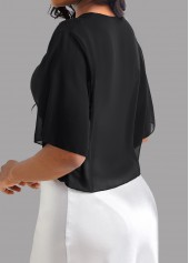 Open Front Black Short Sleeve Coat