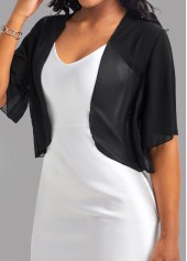 Open Front Black Short Sleeve Coat