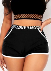 Letter Print Mesh Black Bikini Set