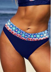 Navy Mid Waisted Tribal Print Bikini Bottom