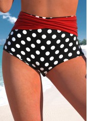 High Waisted Red Polka Dot Bikini Bottom