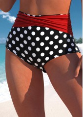 High Waisted Red Polka Dot Bikini Bottom