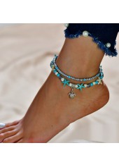 Silver Asymmetrical Design Jade Detail Anklet