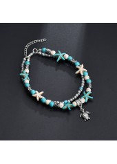 Silver Asymmetrical Design Jade Detail Anklet
