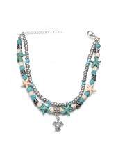 Silver Asymmetrical Design Jade Detail Anklet