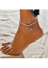 Asymmetrical Design Iron Detail Silver Anklet