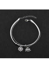 Asymmetrical Design Iron Detail Silver Anklet