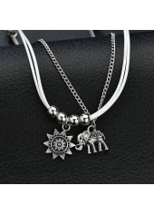Asymmetrical Design Iron Detail Silver Anklet
