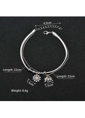 Asymmetrical Design Iron Detail Silver Anklet