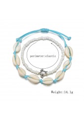 Beads Detail White Asymmetrical Anklet Set