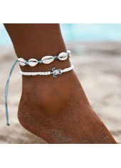 Asymmetrical White Shell Design Anklet Set