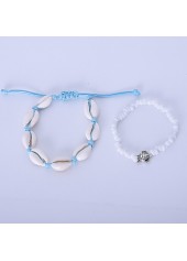 Asymmetrical White Shell Design Anklet Set