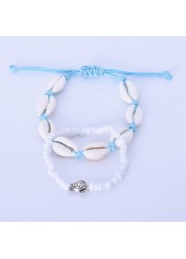 Asymmetrical White Shell Design Anklet Set