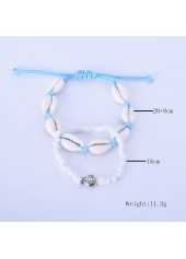 Asymmetrical White Shell Design Anklet Set